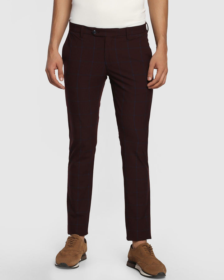 Super Slim Phoenix Casual Wine Check Khakis - Traver