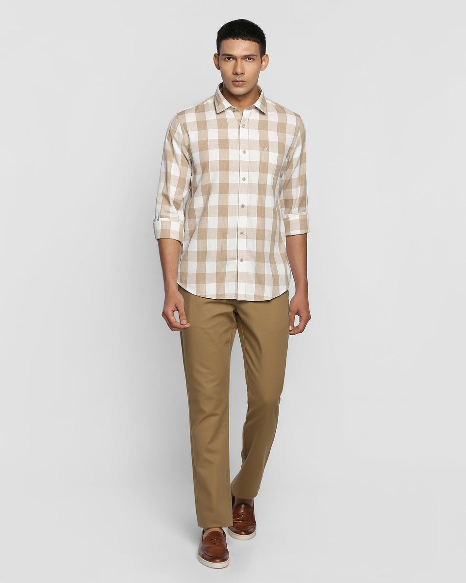 Casual Beige Check Shirt - Aura