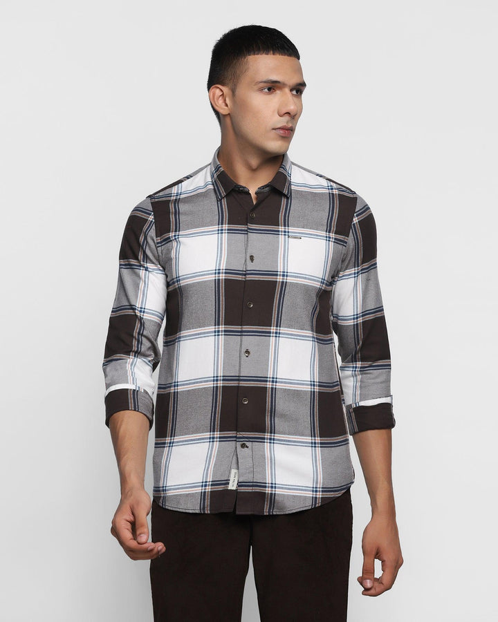 Casual Brown Check Shirt - Arrow