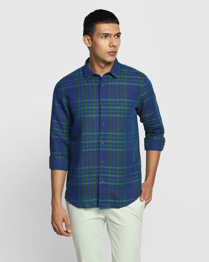 Linen Casual Green Check Shirt - Rom