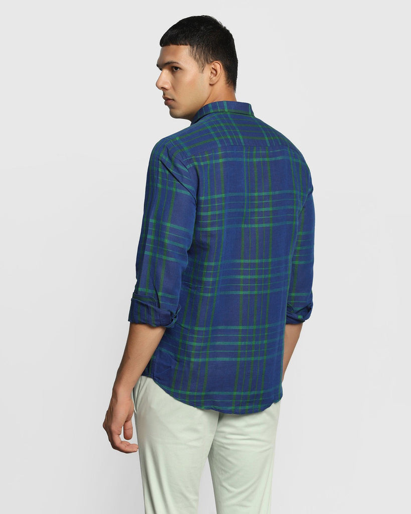 Linen Casual Green Check Shirt - Rom