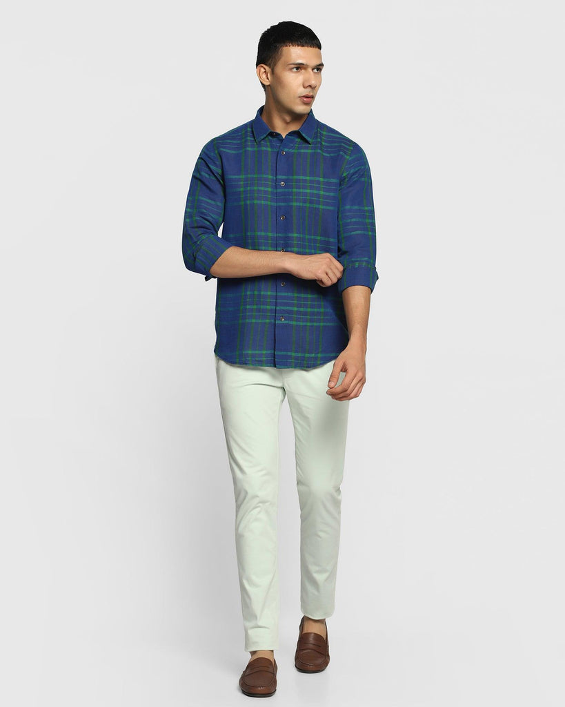 Linen Casual Green Check Shirt - Rom