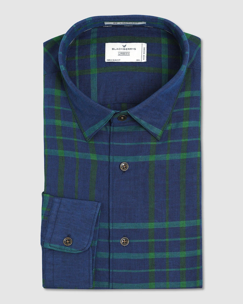 Linen Casual Green Check Shirt - Rom