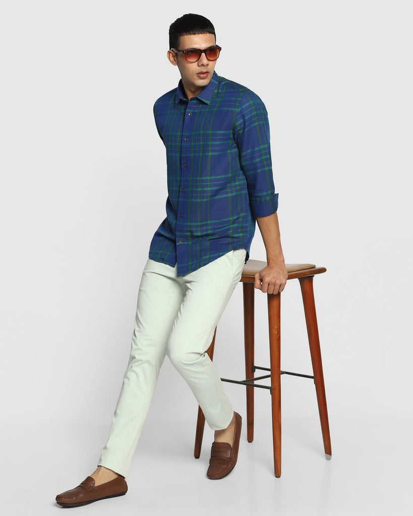 Linen Casual Green Check Shirt - Rom