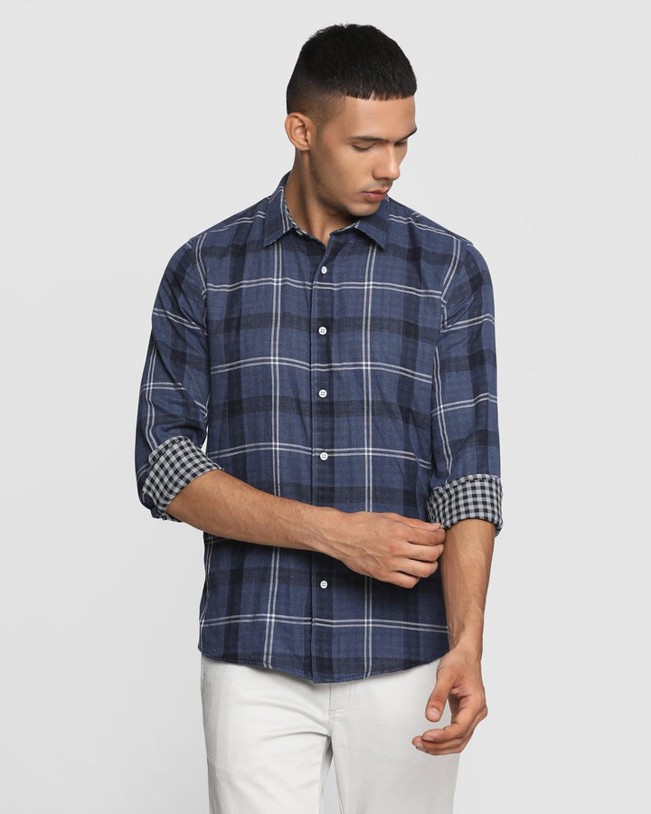 Casual Indigo Check Shirt - Neil