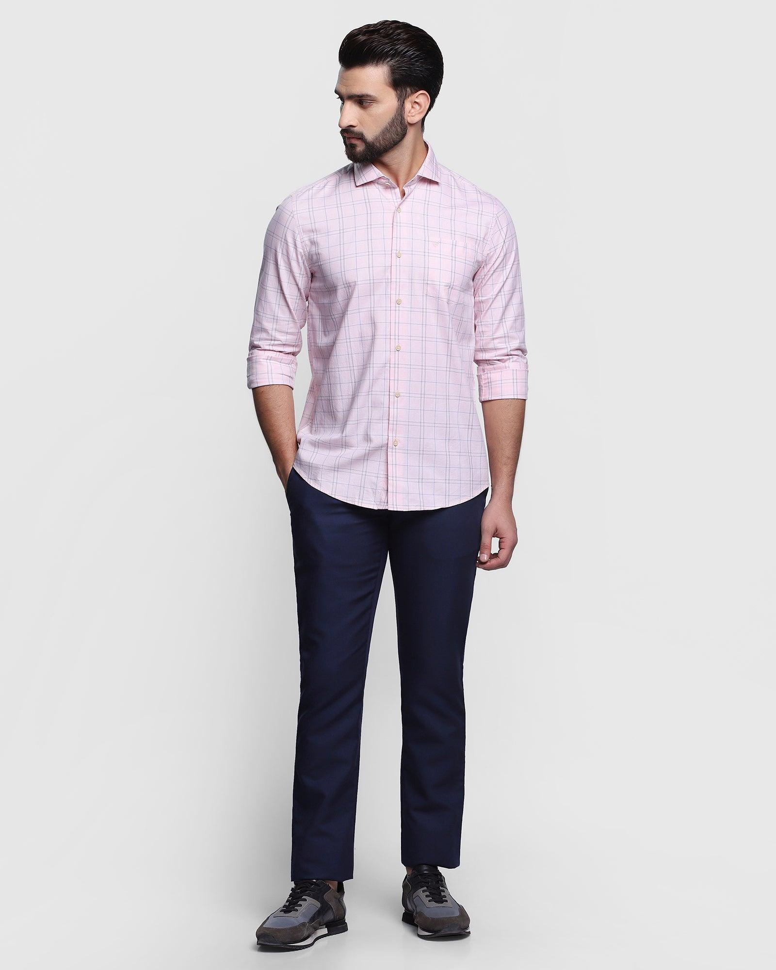 Stylish men's look of a painted pink shirt and white trousers | MEN'S VECTOR