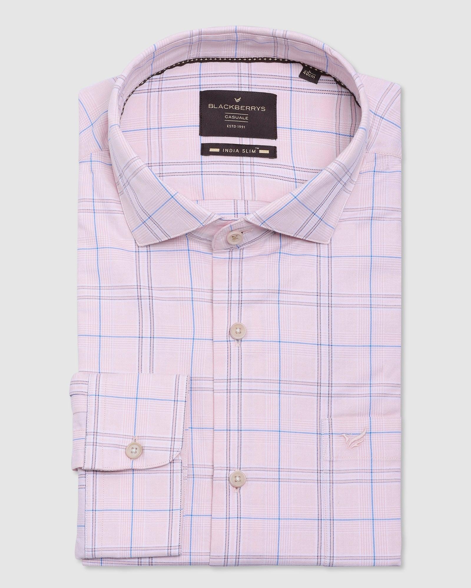 blue pink check shirt