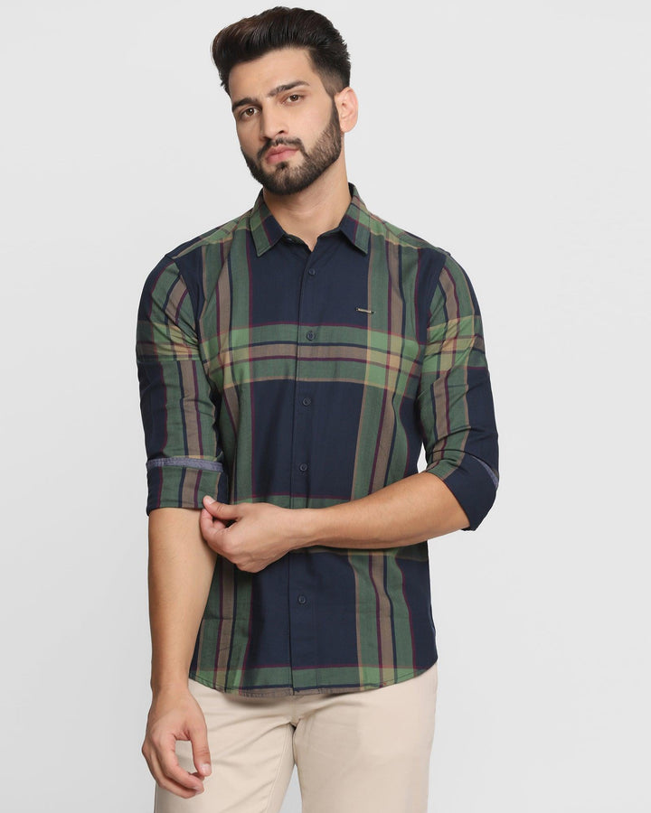 Casual Navy Check Shirt - Jacky