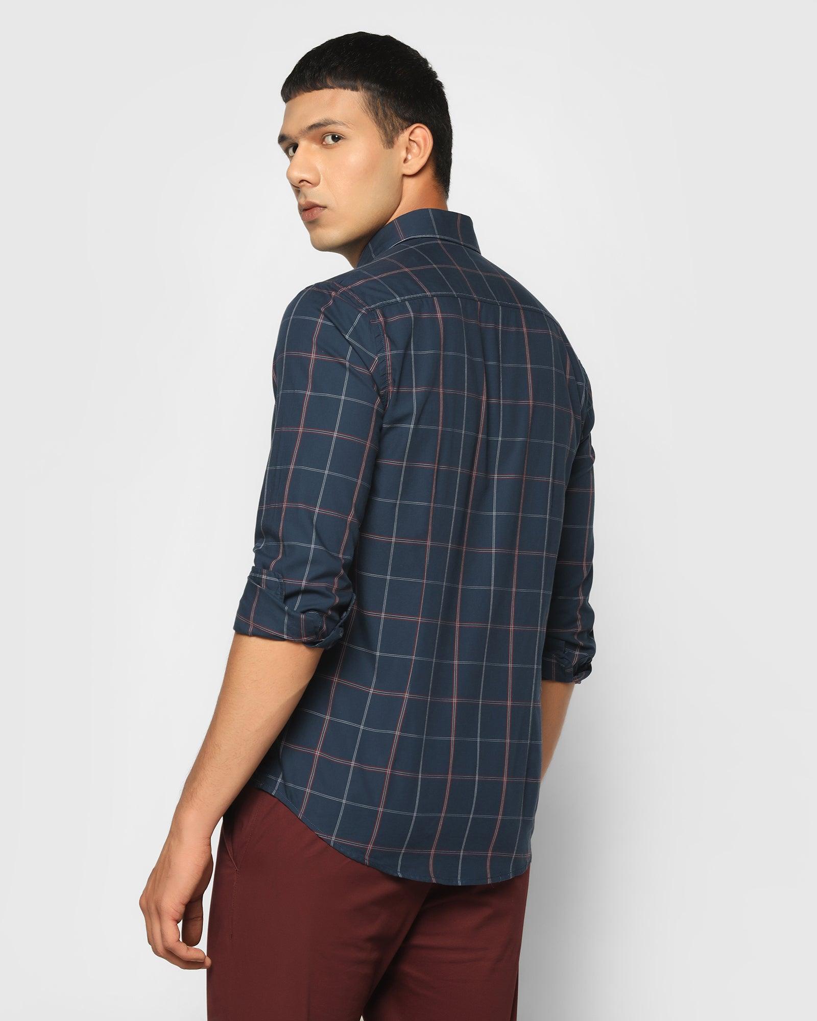 navy tartan shirt