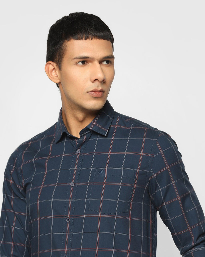 Casual Navy Check Shirt - Madison