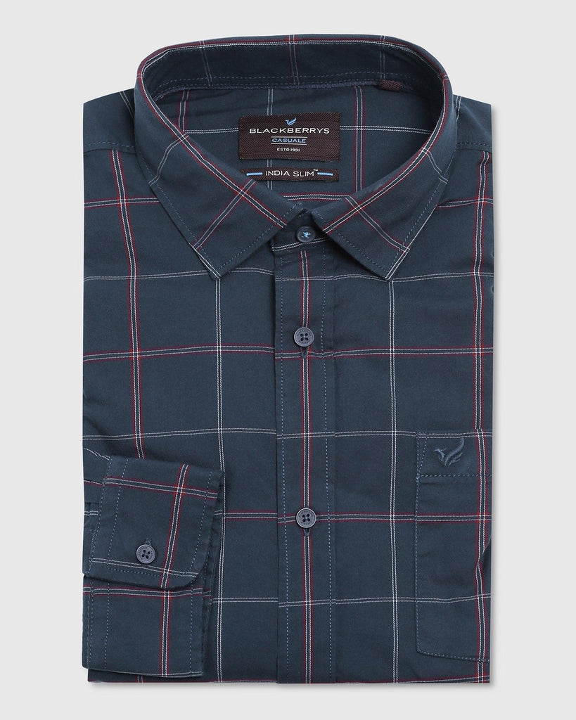 Casual Navy Check Shirt - Madison