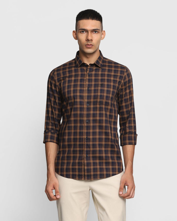 Casual Navy Check Shirt - Melton