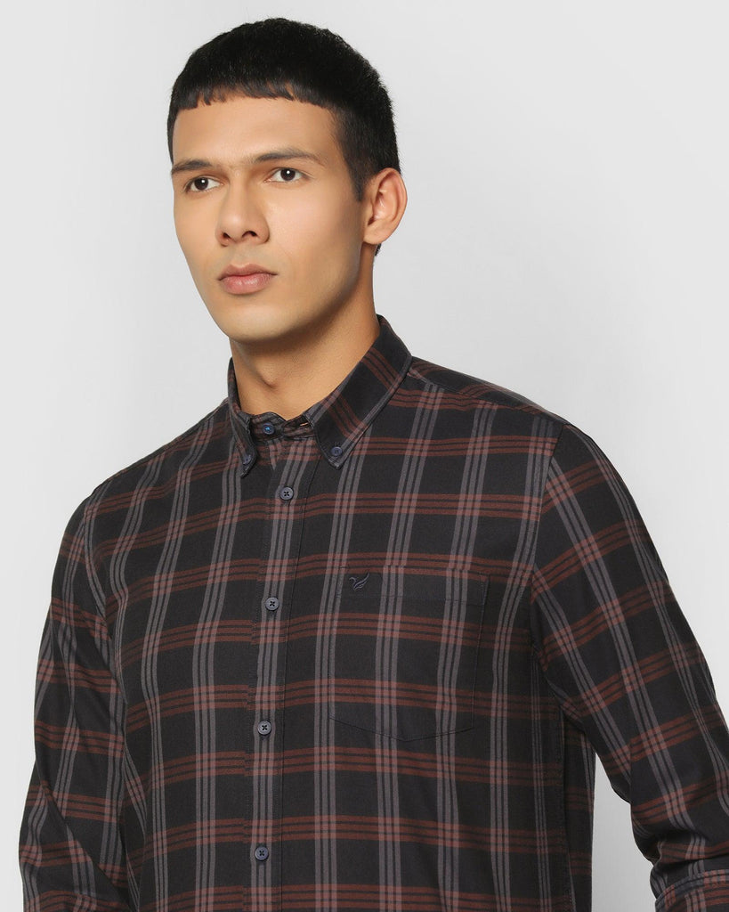 Casual Navy Check Shirt - Pedro