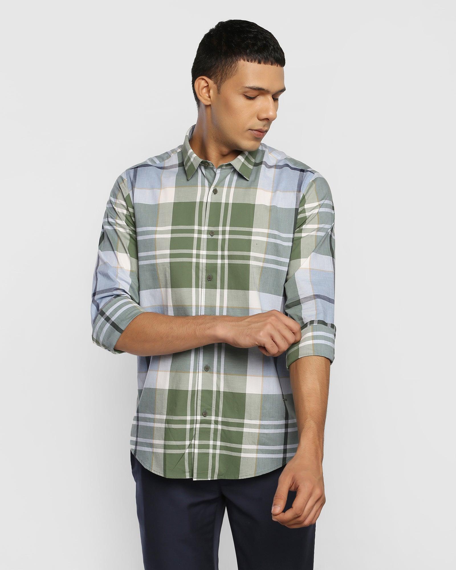 Casual Olive Check Shirt - Conn