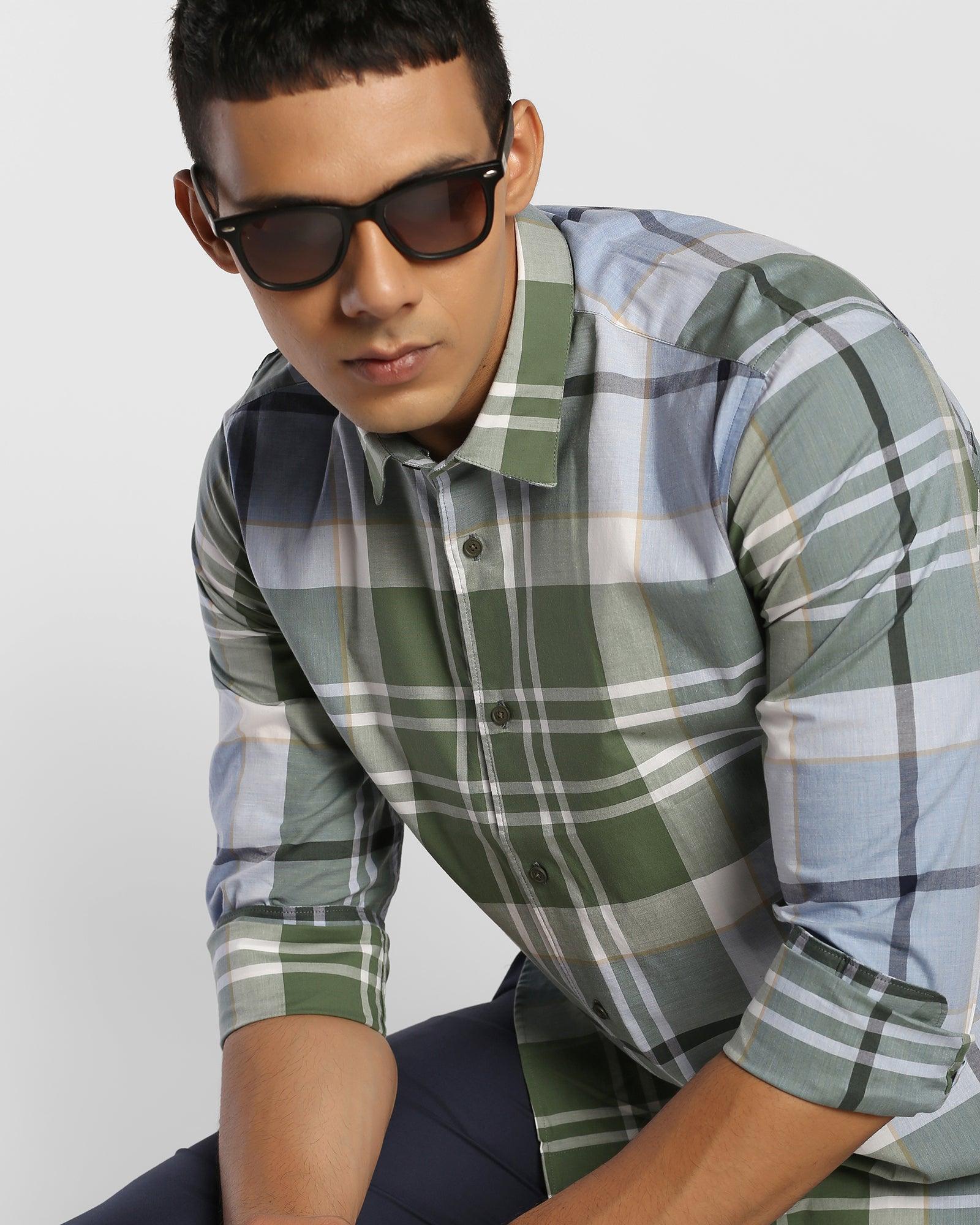 Casual Olive Check Shirt - Conn