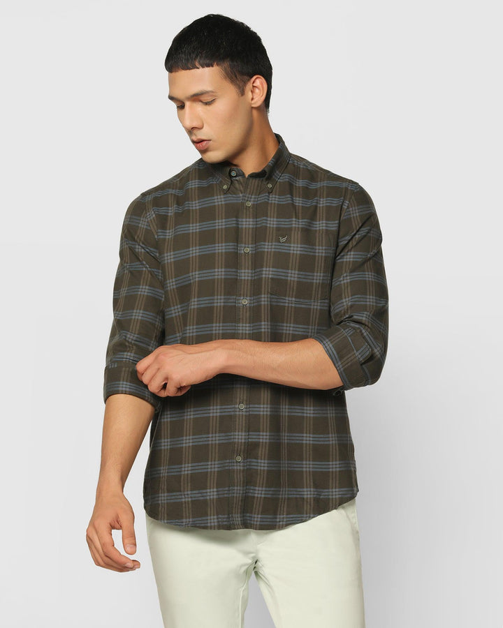 Casual Olive Check Shirt - Pedro