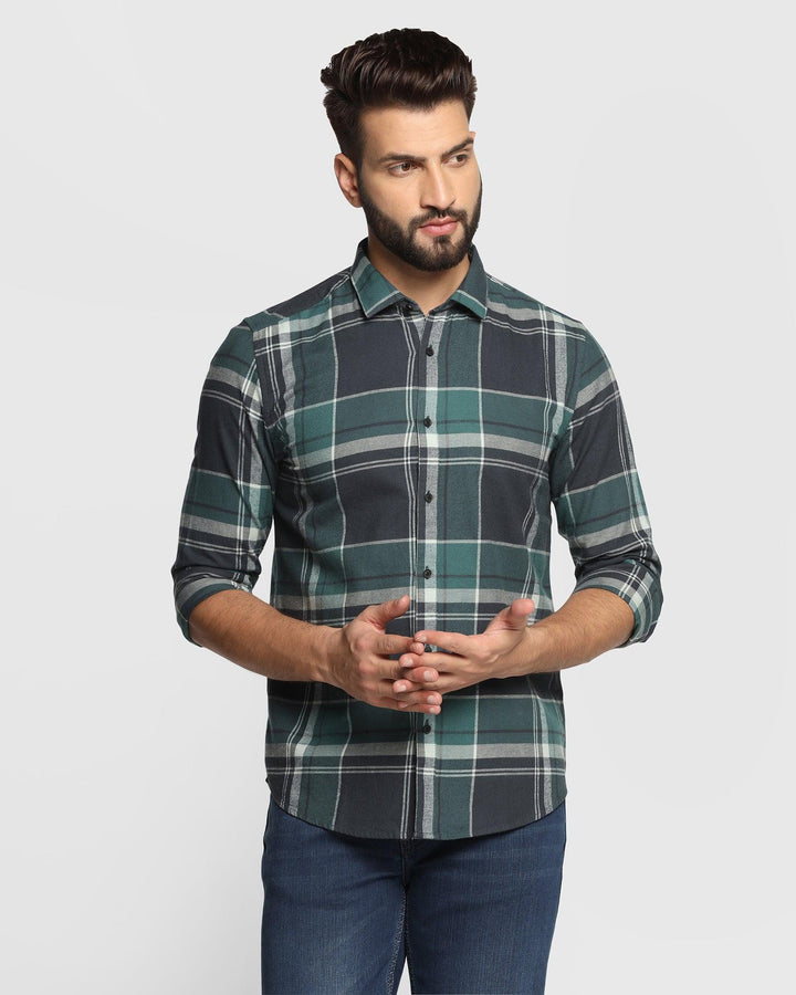 Casual Olive Check Shirt - Scale