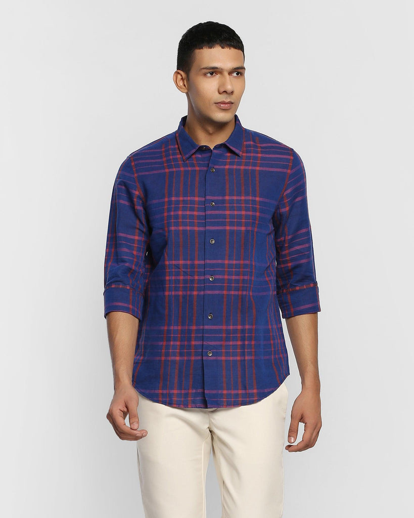 Linen Casual Red Check Shirt - Rom