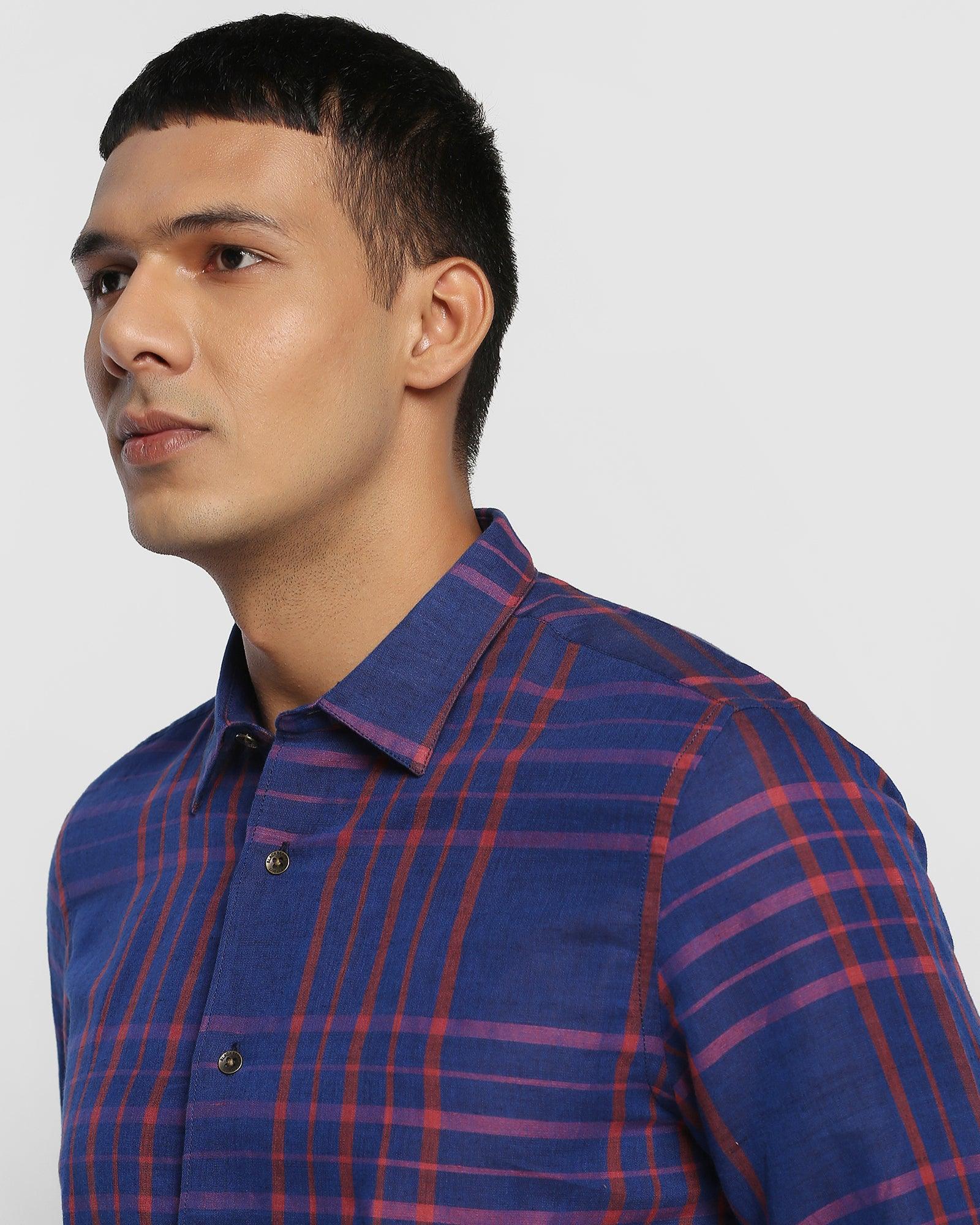 Linen Casual Red Check Shirt - Rom