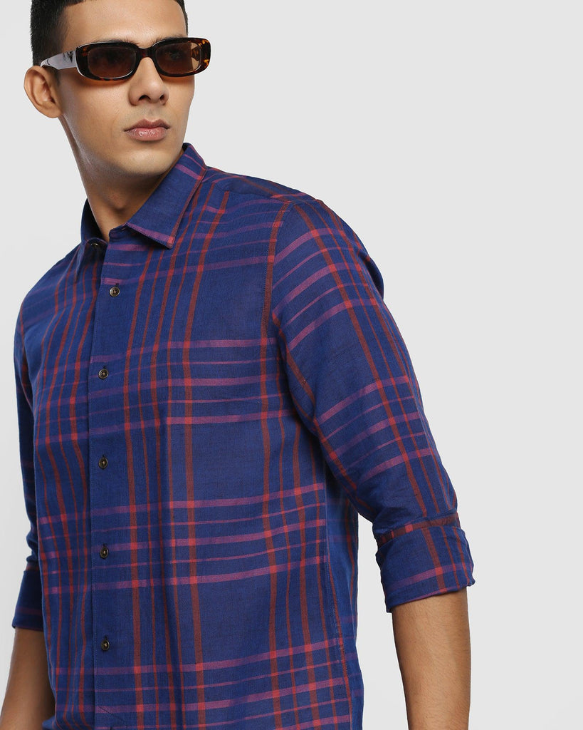 Linen Casual Red Check Shirt - Rom