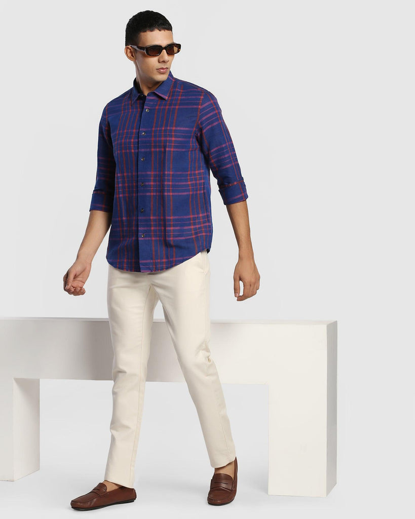 Linen Casual Red Check Shirt - Rom