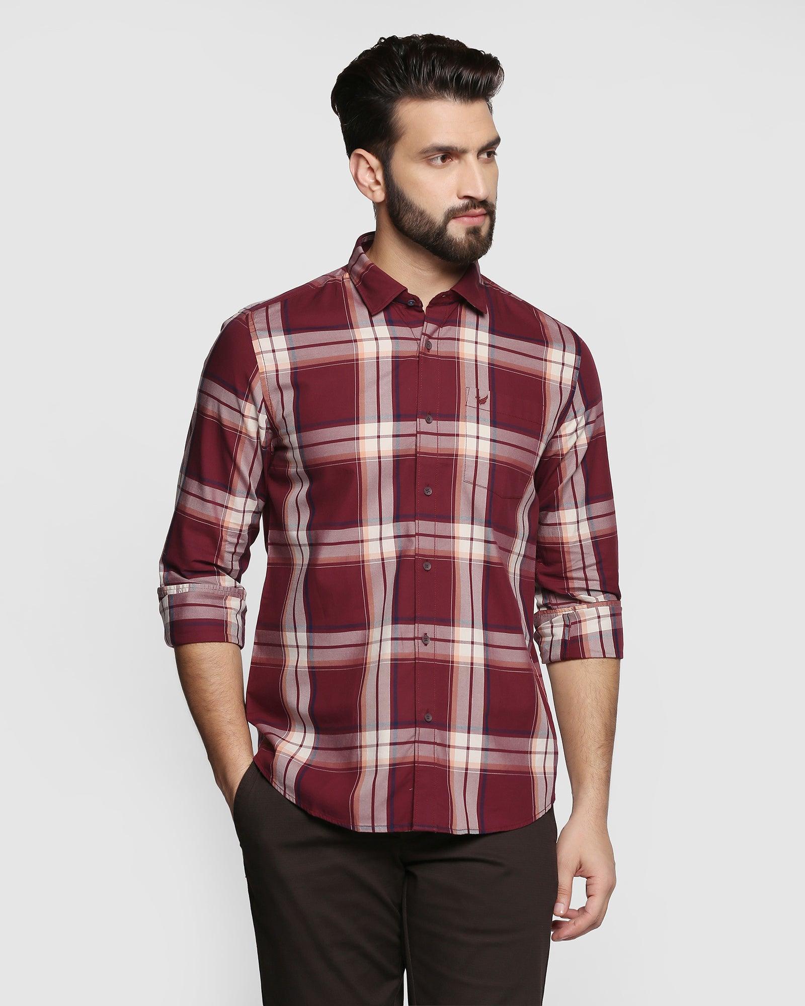 Check Casual Shirt In Wine (Zone) - Blackberrys