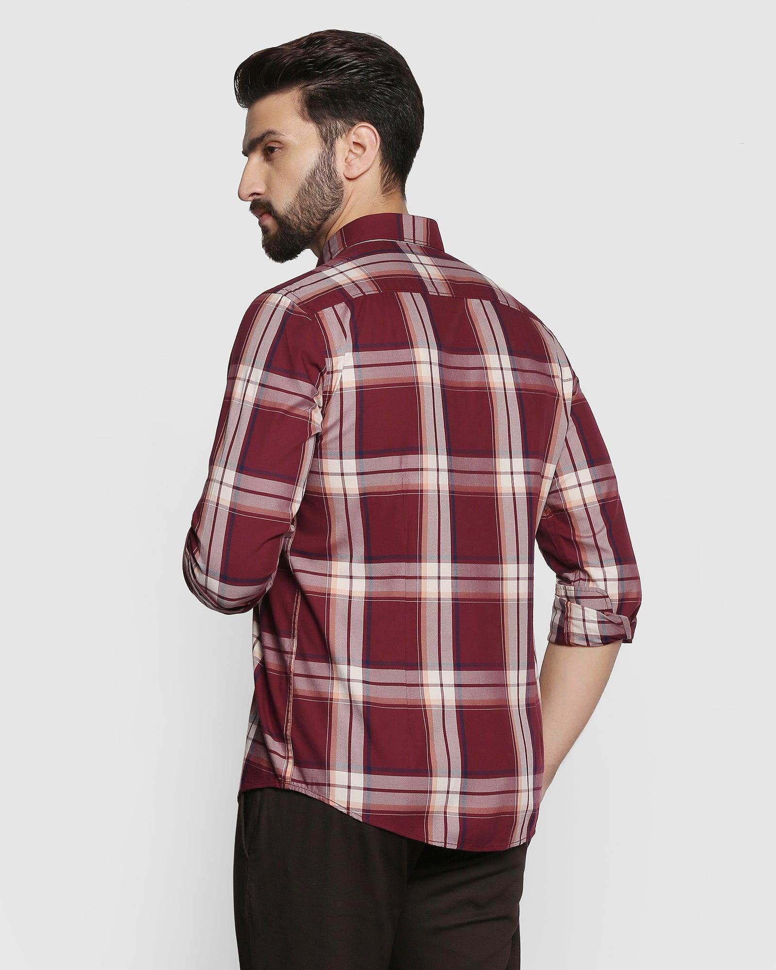 Check Casual Shirt In Wine (Zone) - Blackberrys