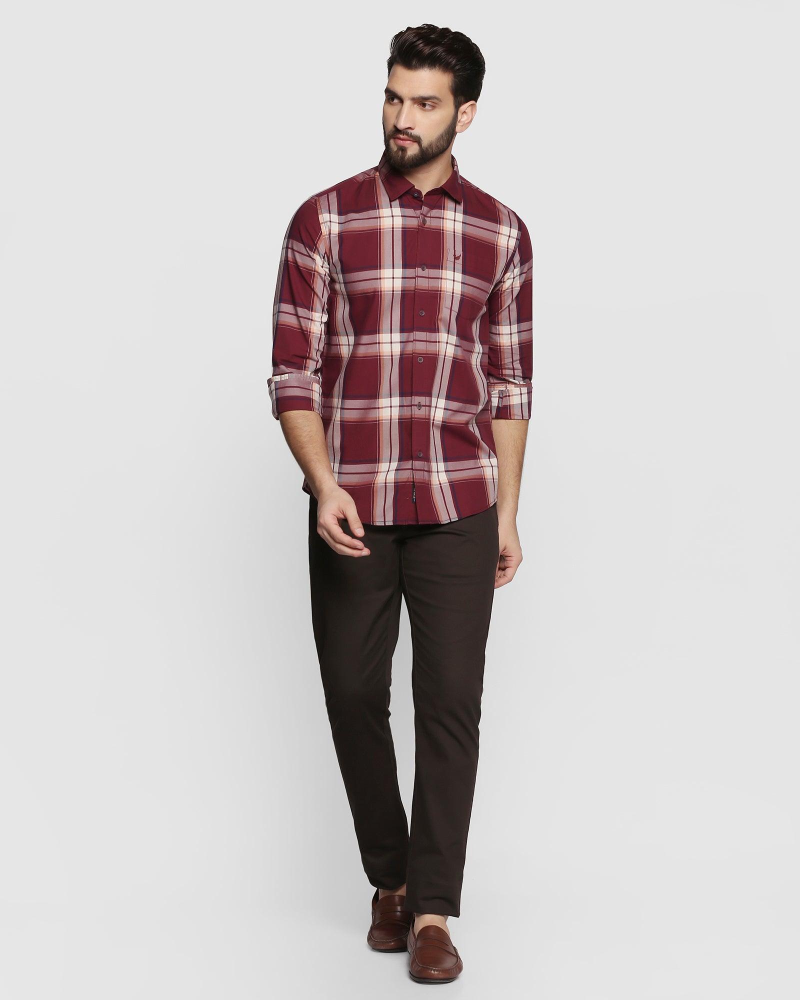 Check Casual Shirt In Wine (Zone) - Blackberrys