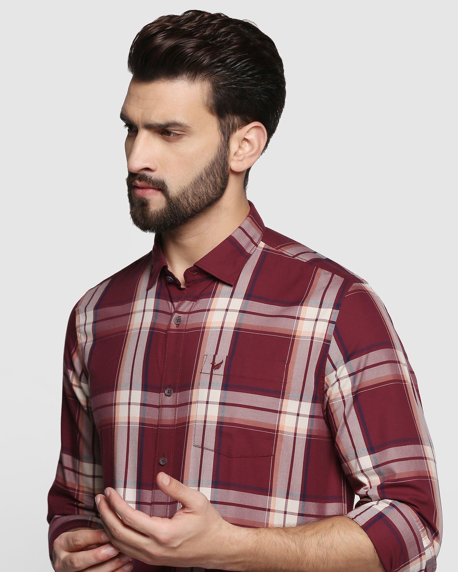 Check Casual Shirt In Wine (Zone) - Blackberrys