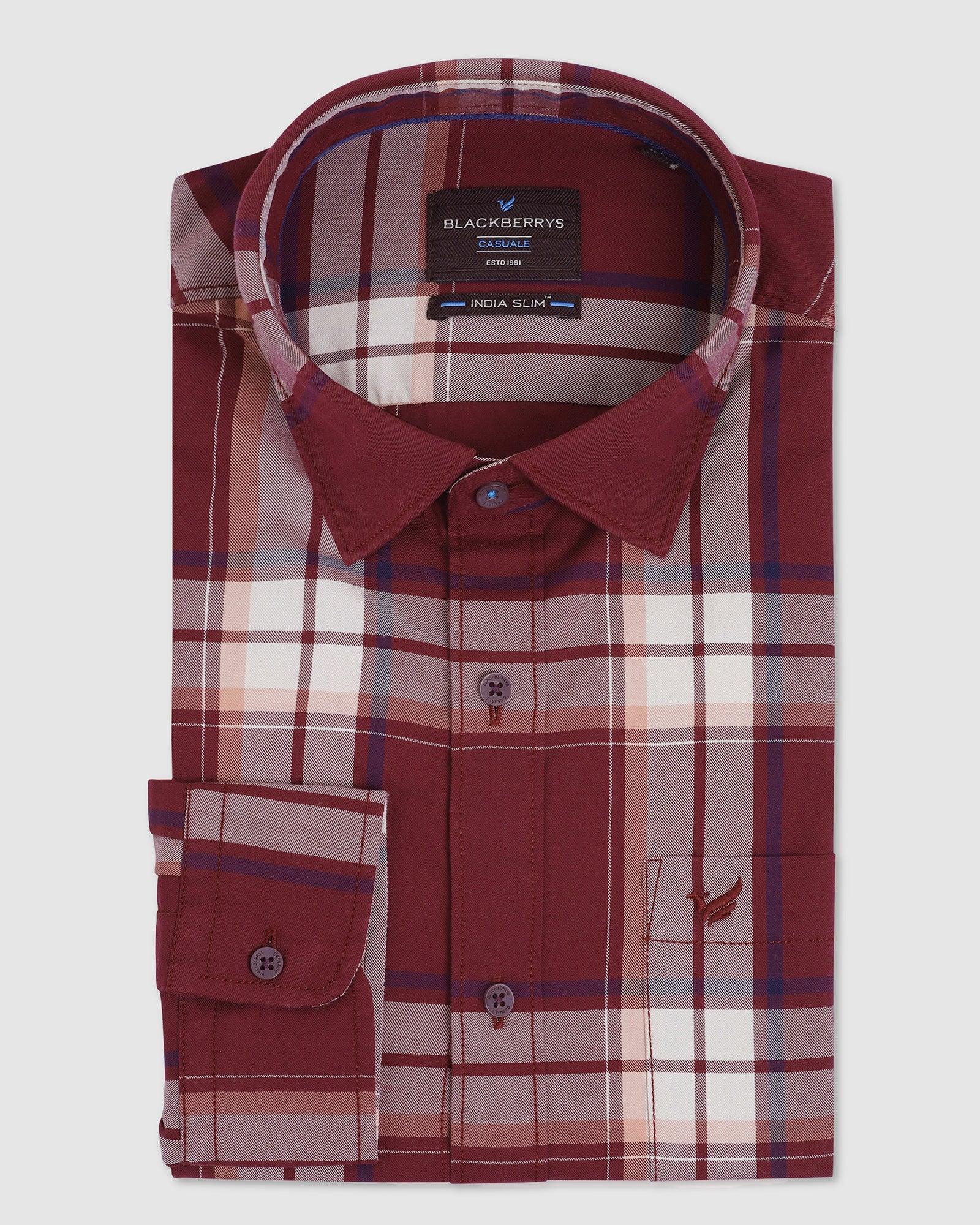 Check Casual Shirt In Wine (Zone) - Blackberrys