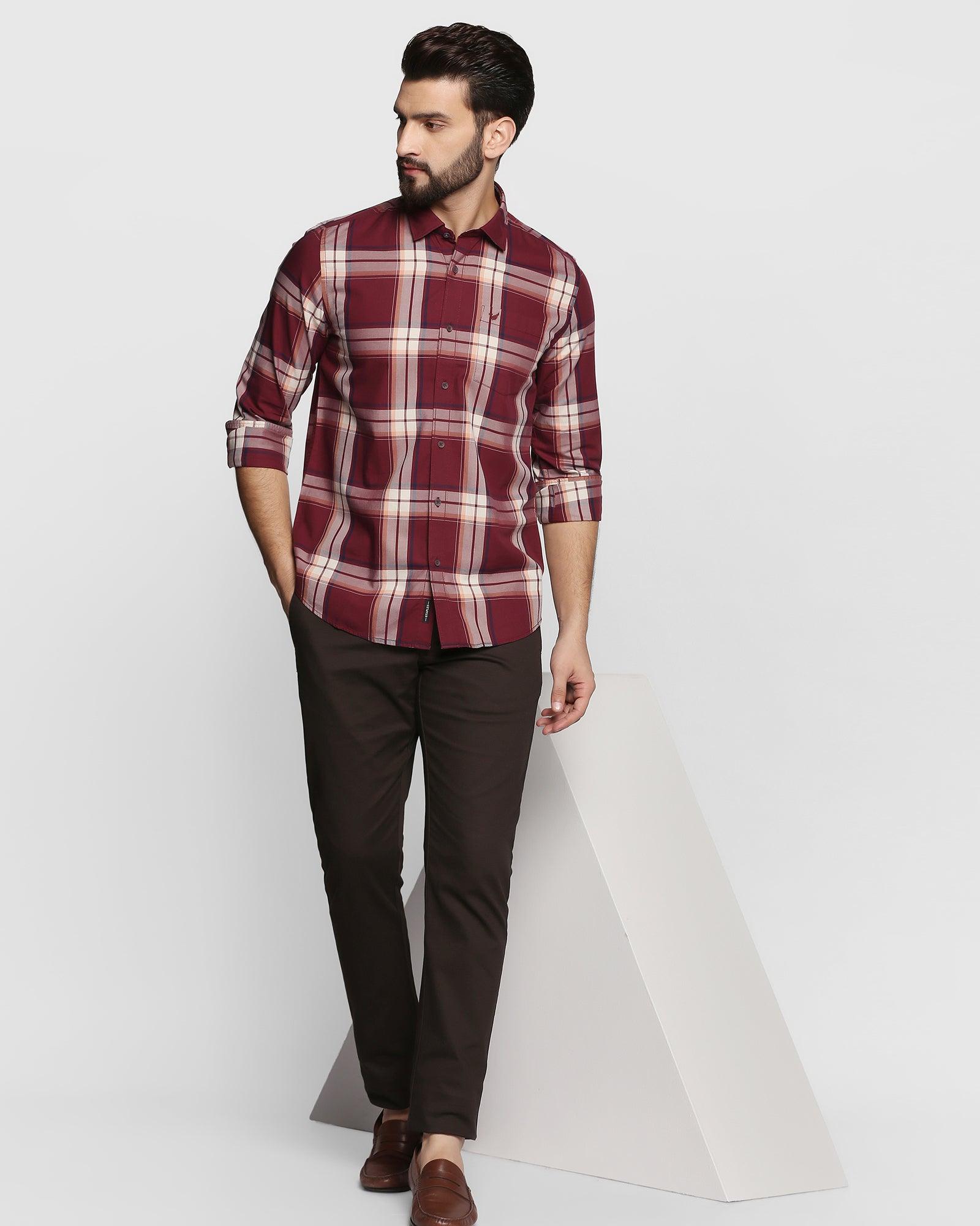 Check Casual Shirt In Wine (Zone) - Blackberrys