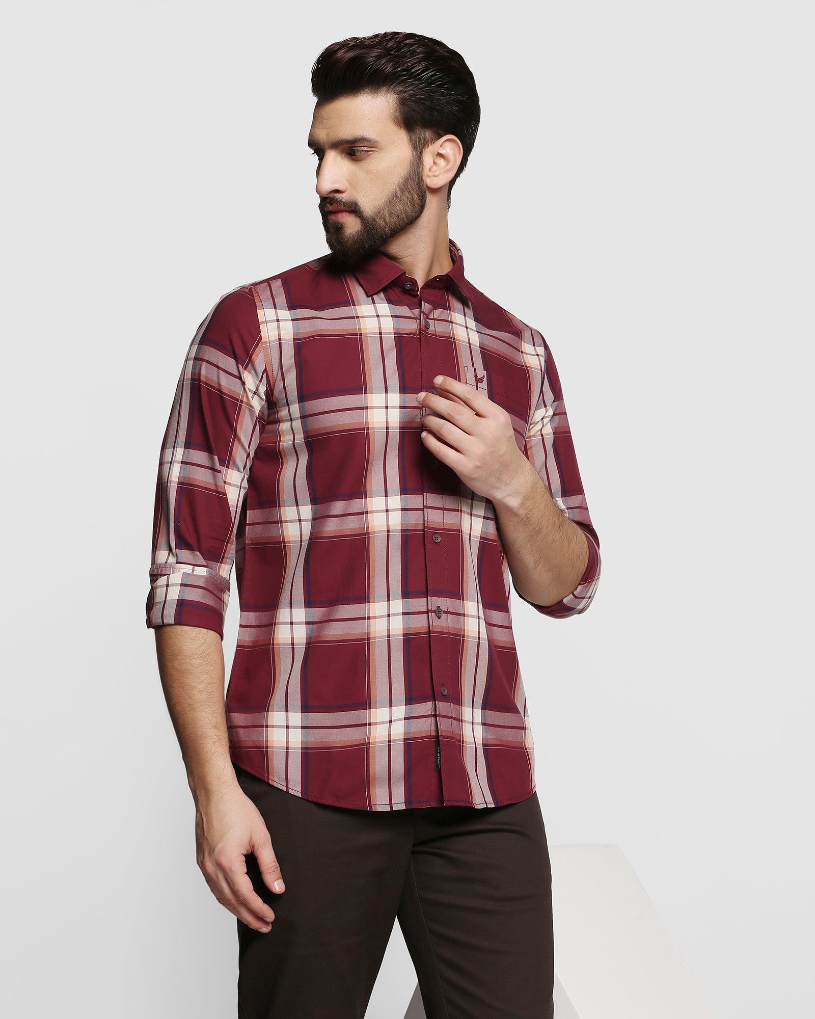 Check Casual Shirt In Wine (Zone) - Blackberrys