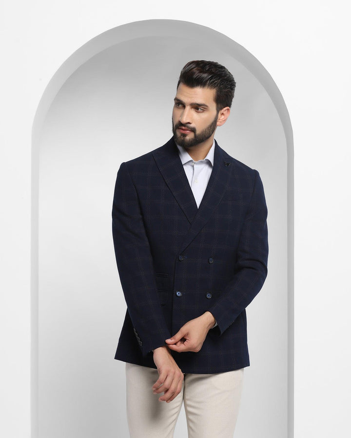 Formal Navy Check Blazer - Oark