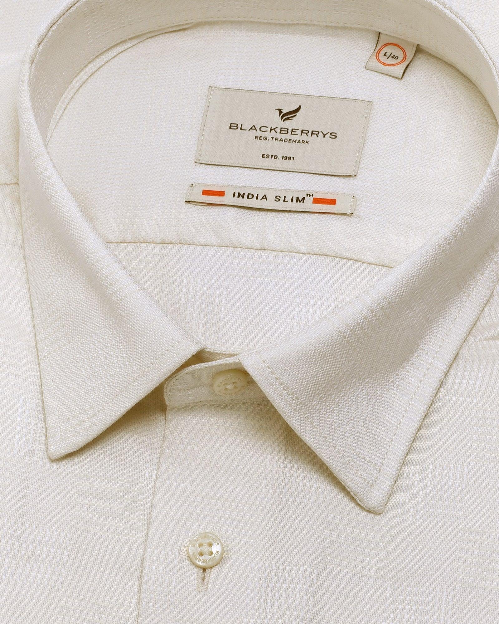 Formal Half Sleeve Cream Check Shirt - Dell