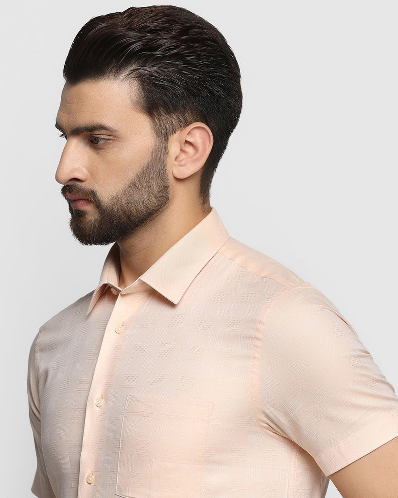 Formal Half Sleeve Peach Check Shirt - Dell