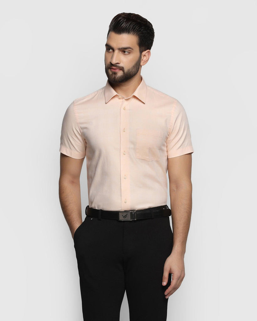 Formal Half Sleeve Peach Check Shirt - Dell