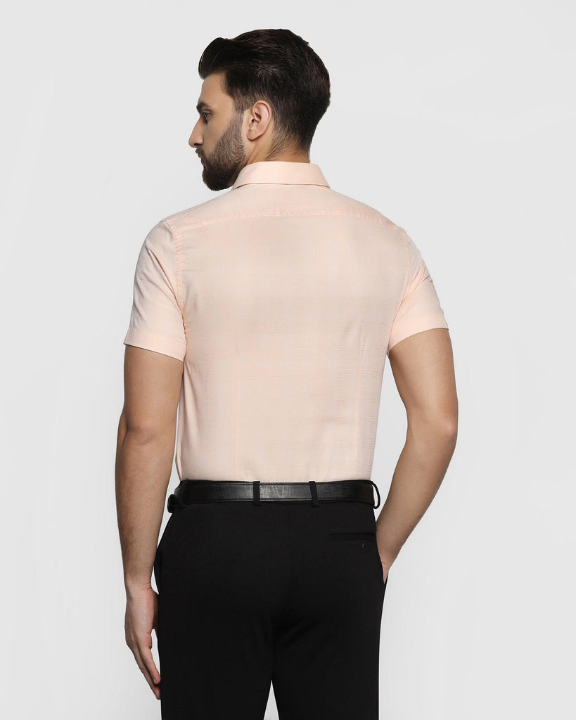 Formal Half Sleeve Peach Check Shirt - Dell