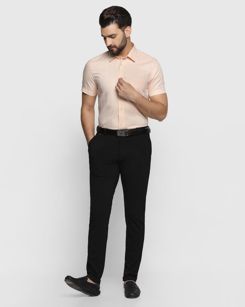 Formal Half Sleeve Peach Check Shirt - Dell