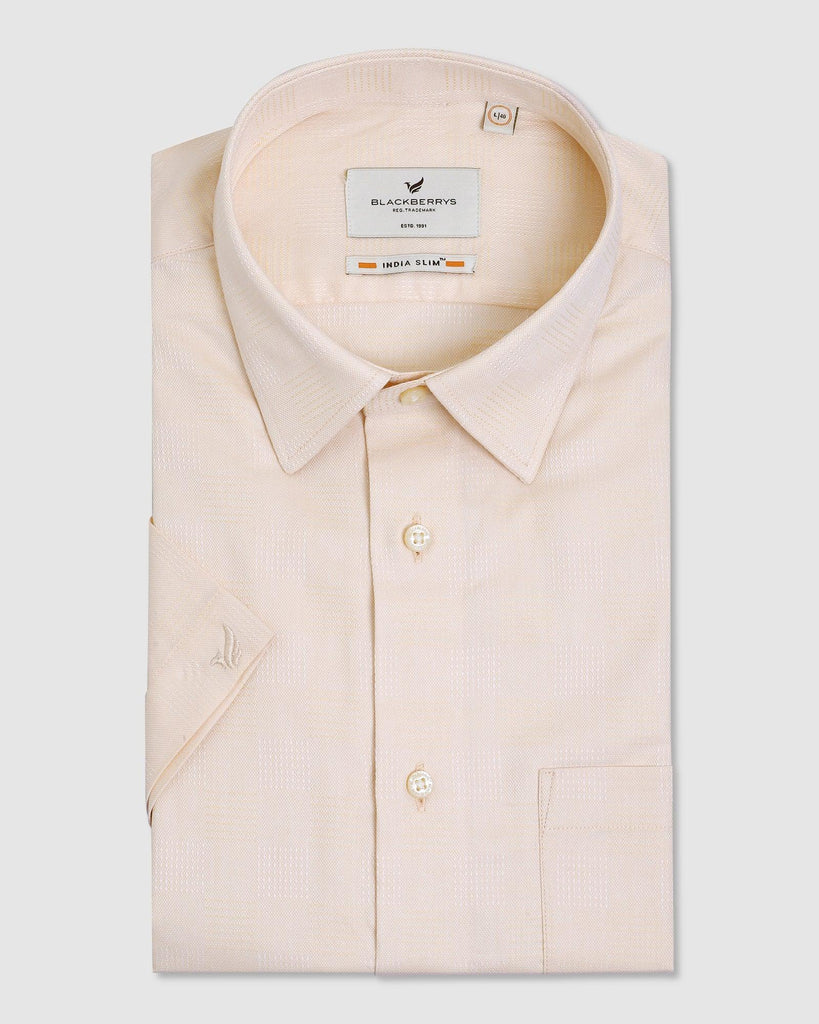 Formal Half Sleeve Peach Check Shirt - Dell