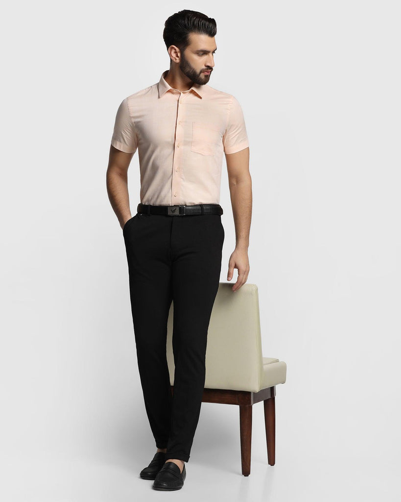 Formal Half Sleeve Peach Check Shirt - Dell