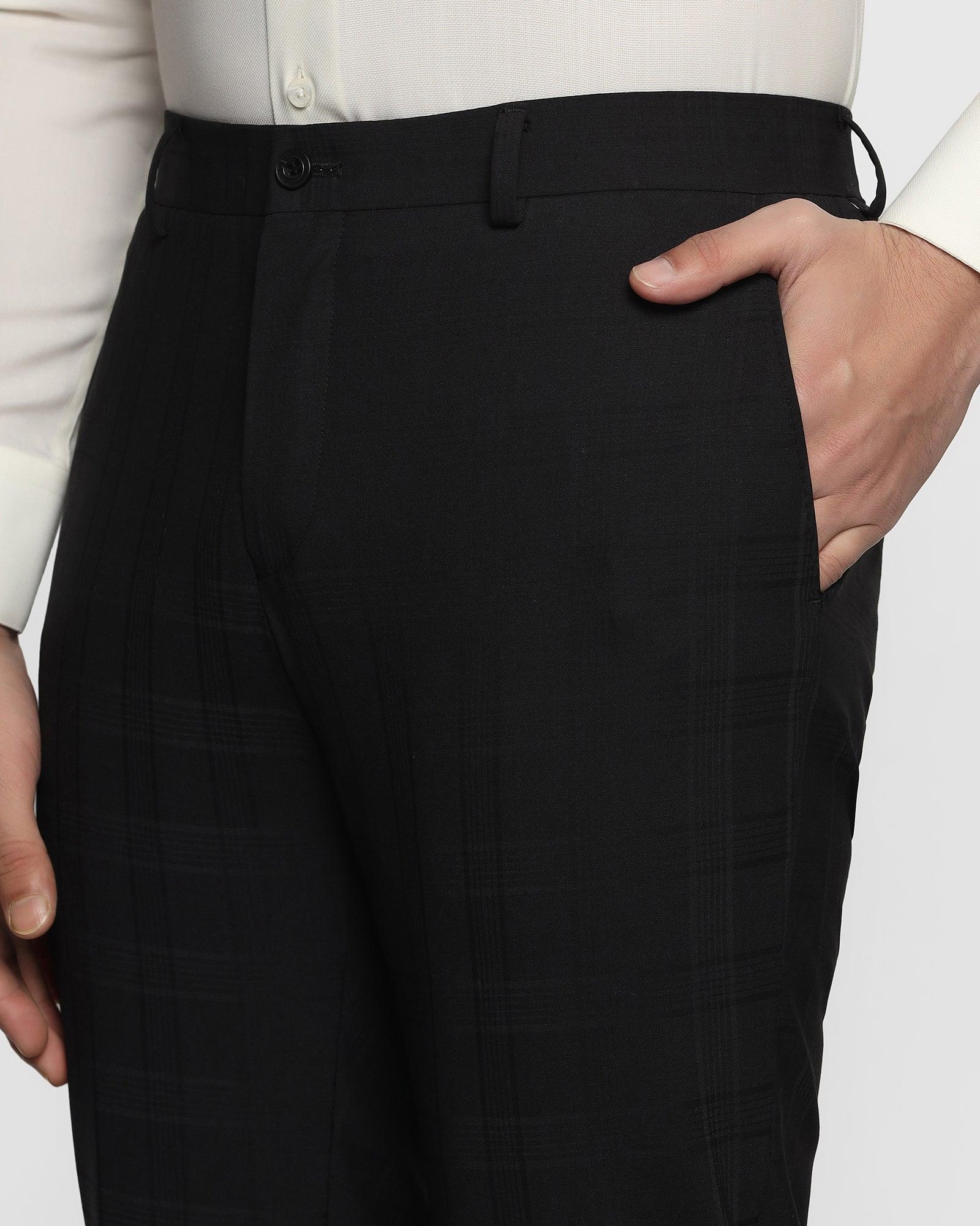 Luxe Slim Comfort B-95 Formal Black Check Trouser - Norm