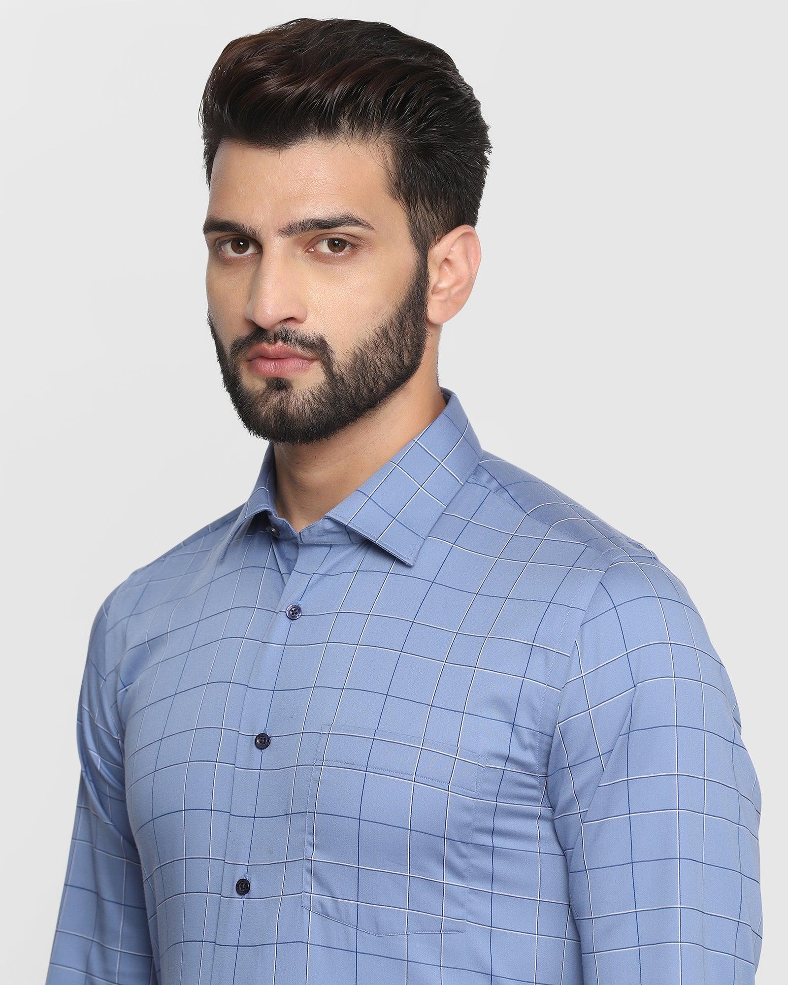 Formal Blue Check Shirt - Oman