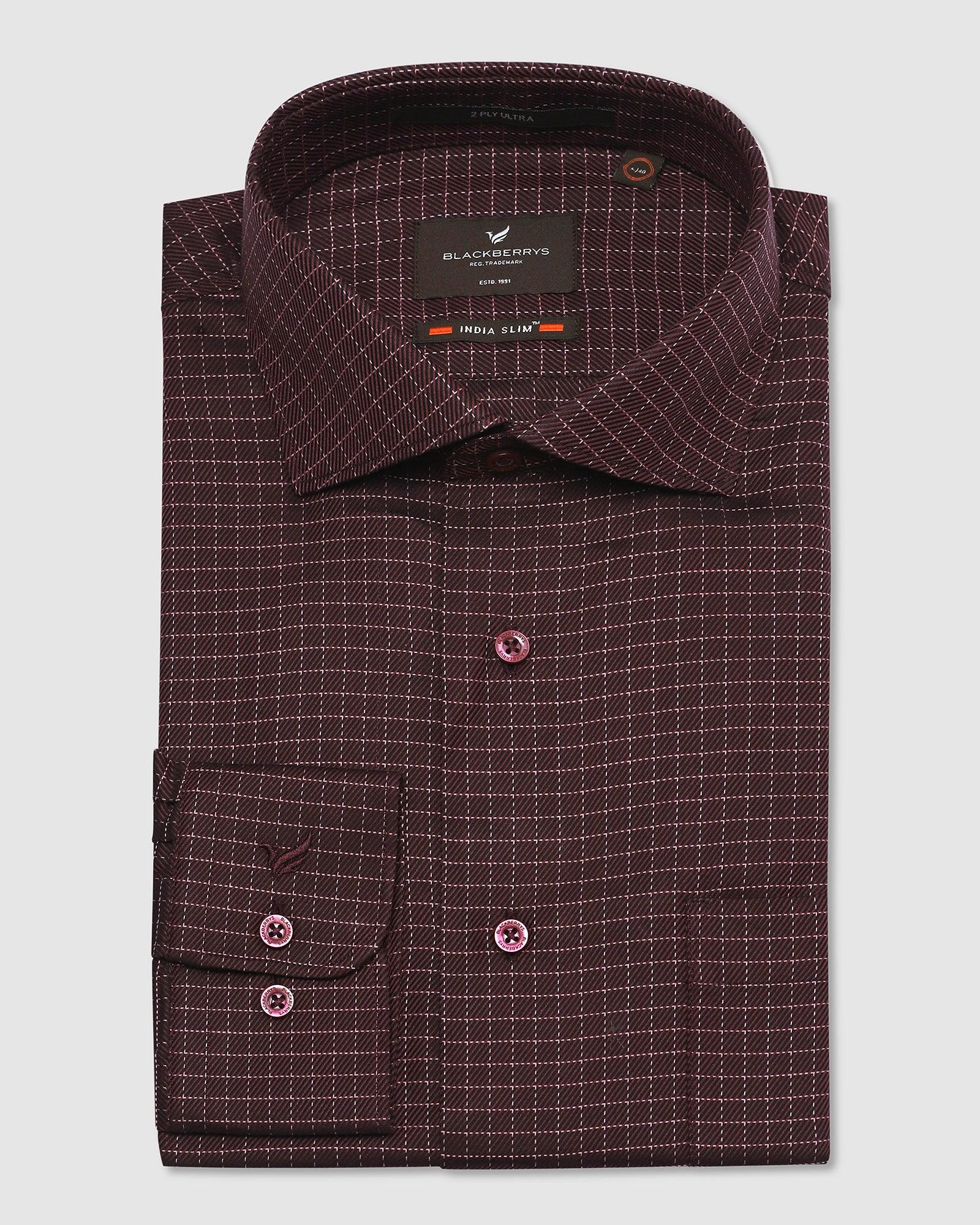 Formal Plum Check Shirt - Persia