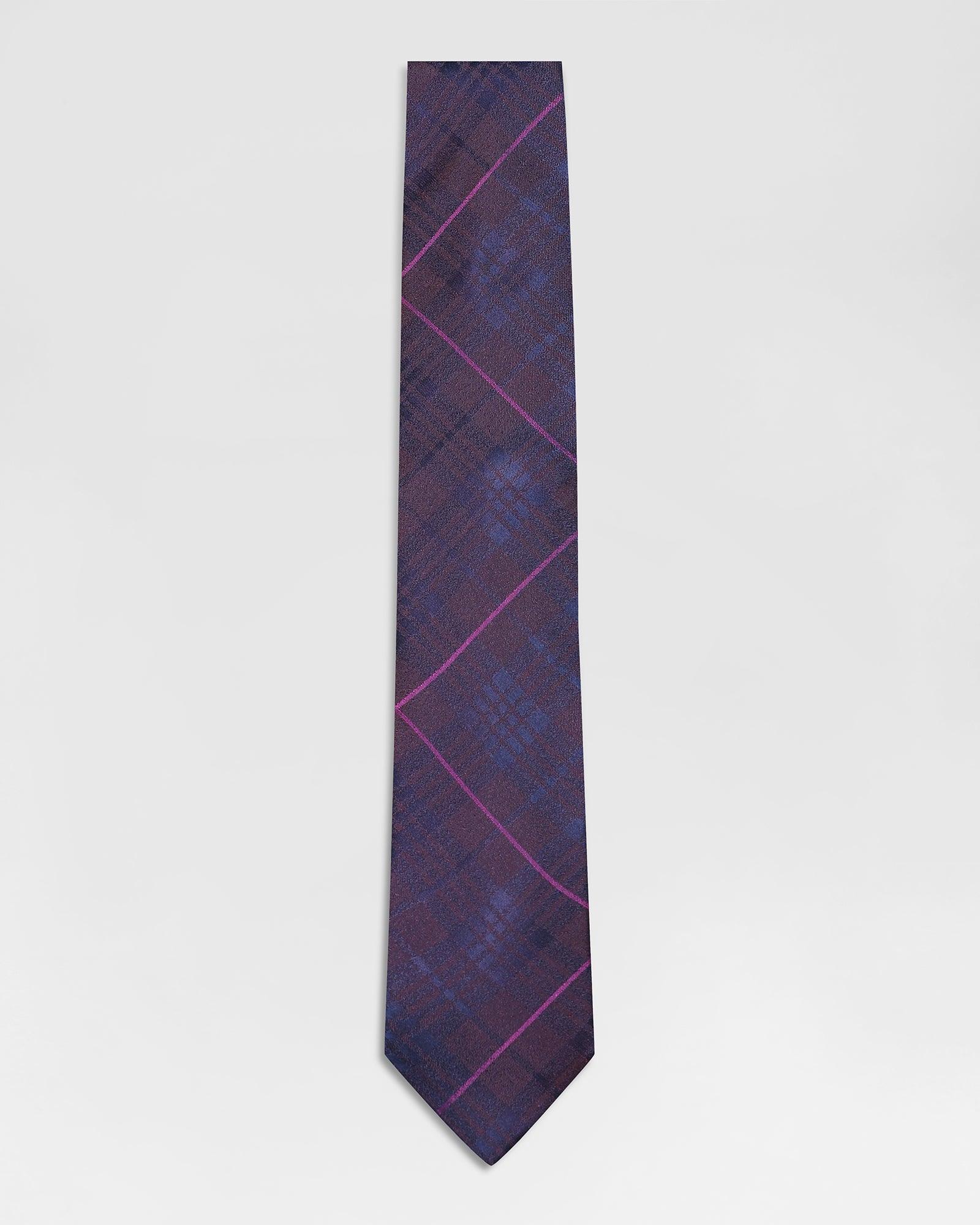 Silk Purple Check Tie - Rodrigo