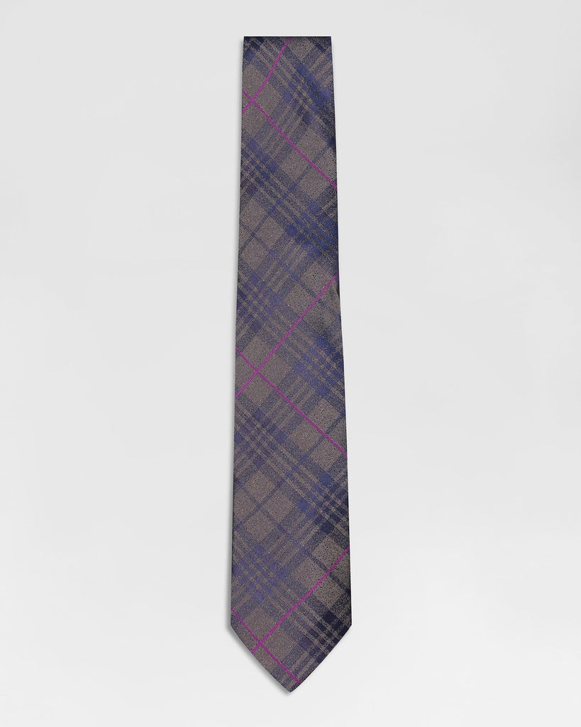 Silk Tobacco Brown Check Tie - Rodrigo