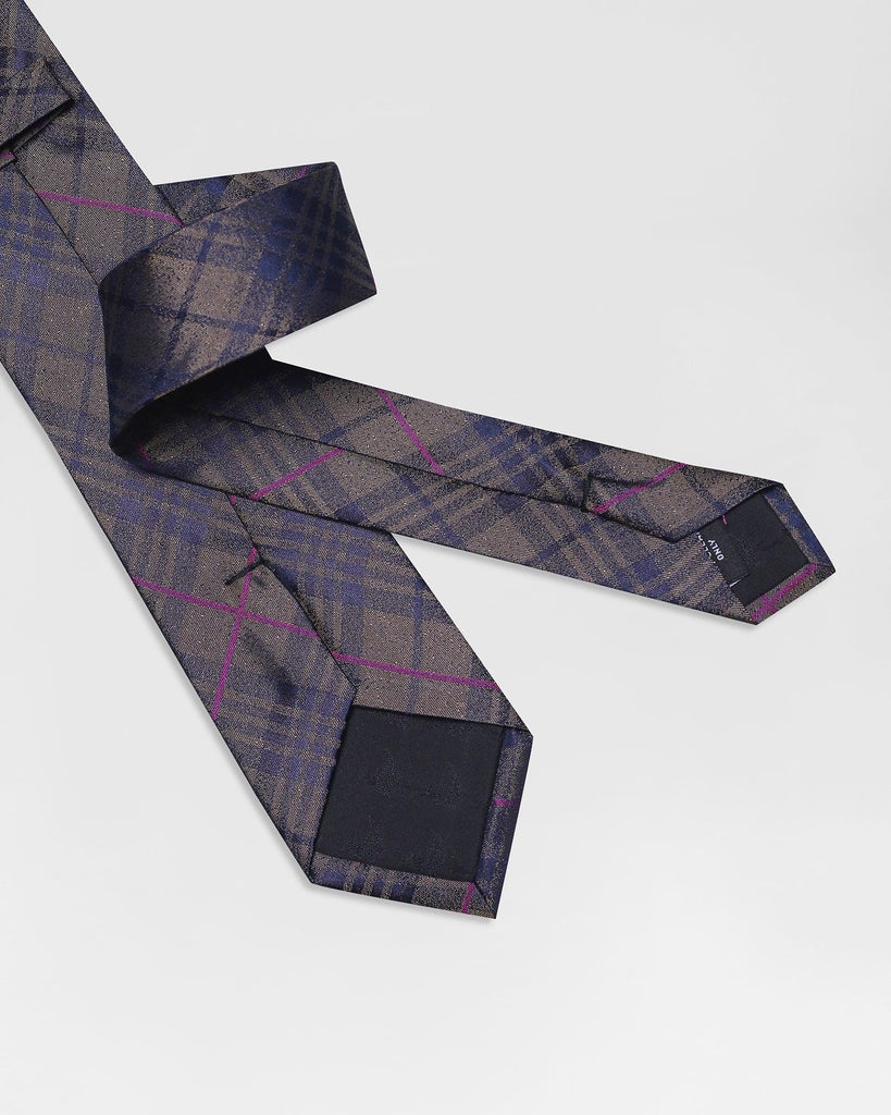 Silk Tobacco Brown Check Tie - Rodrigo