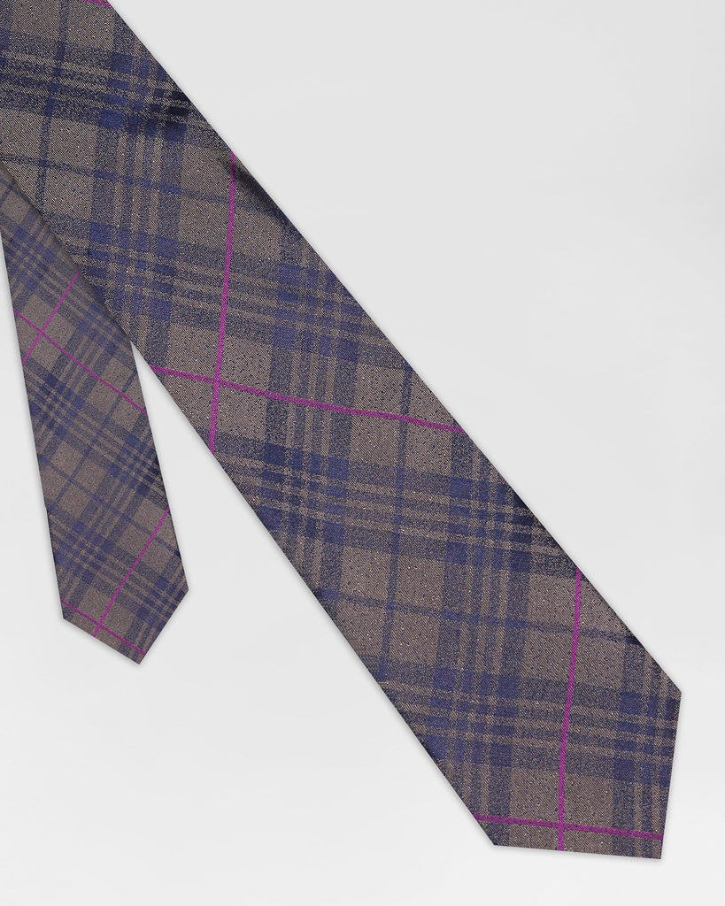 Silk Tobacco Brown Check Tie - Rodrigo