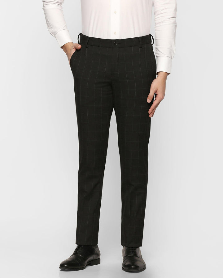 Slim Fit B-91 Formal Black Check Trouser - Hash