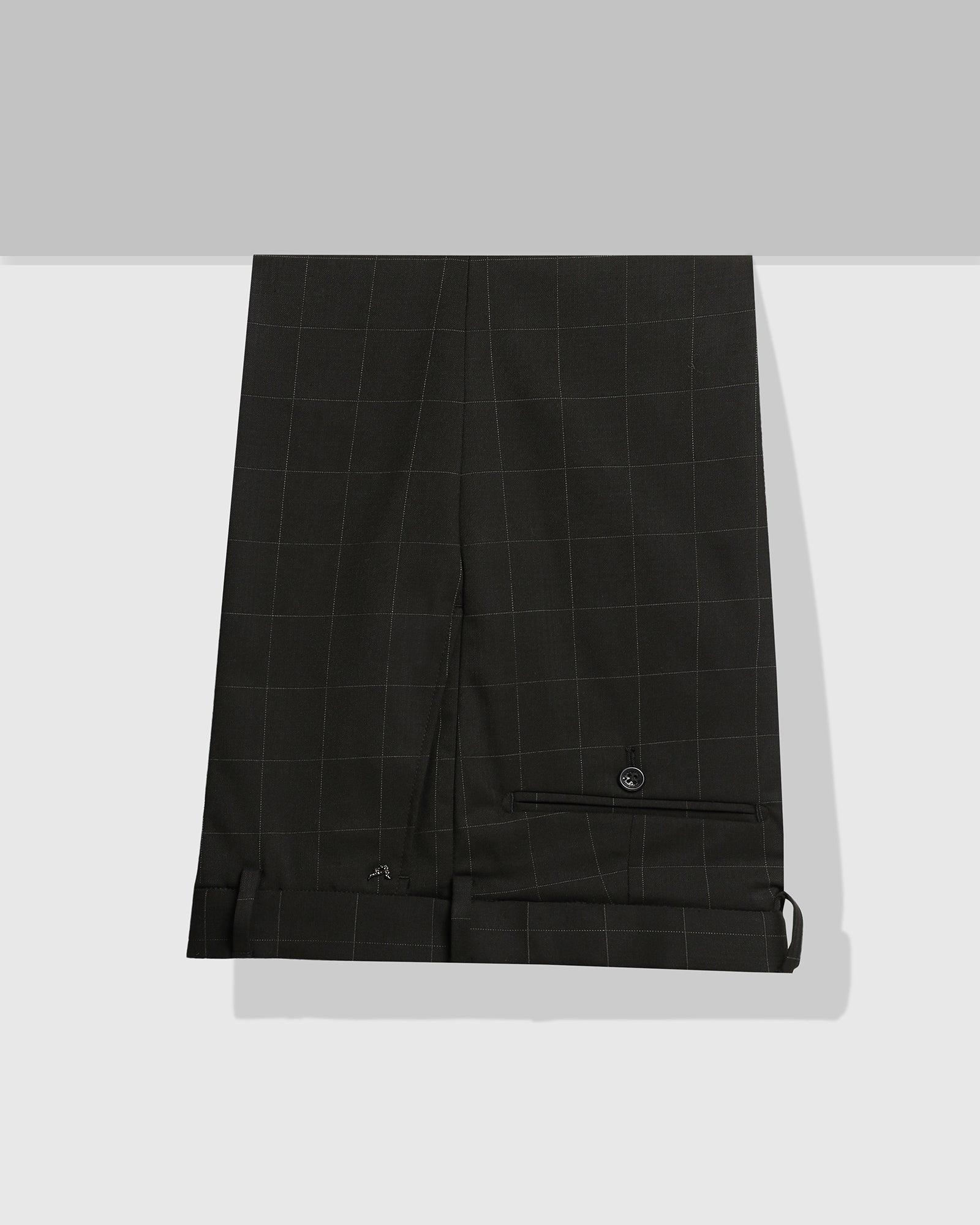 Slim Fit B-91 Formal Black Check Trouser - Hash