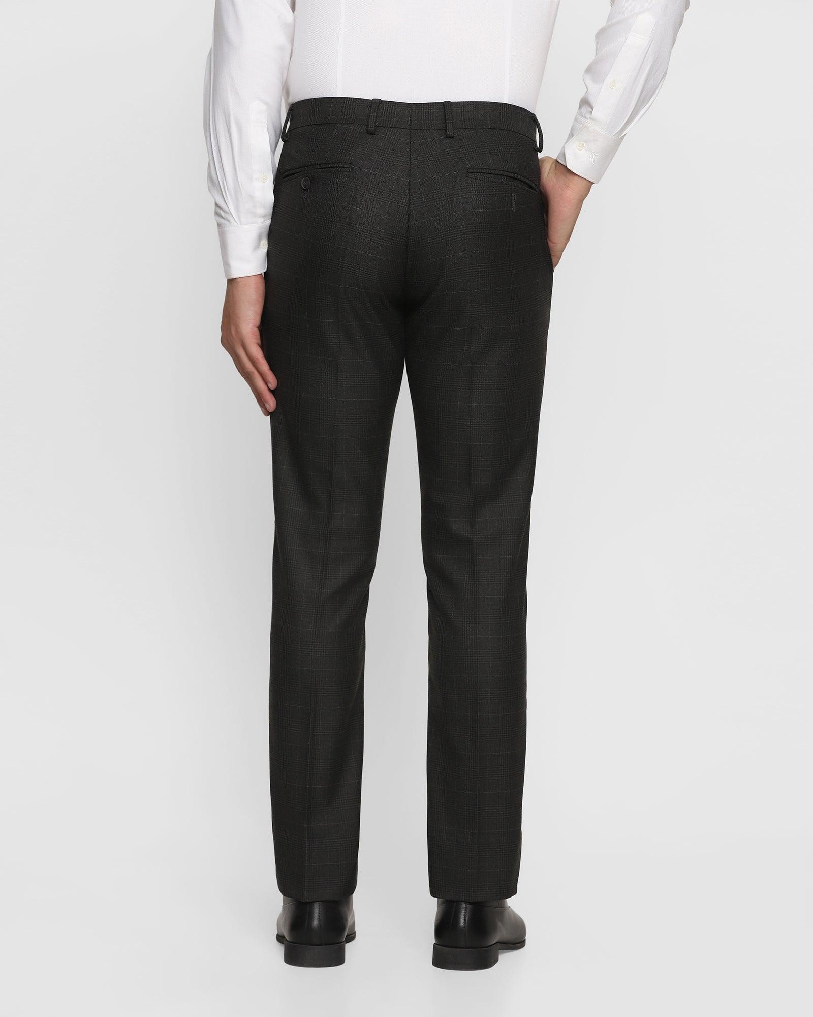 Slim Fit B-91 Formal Charcoal Check Trouser - Barren